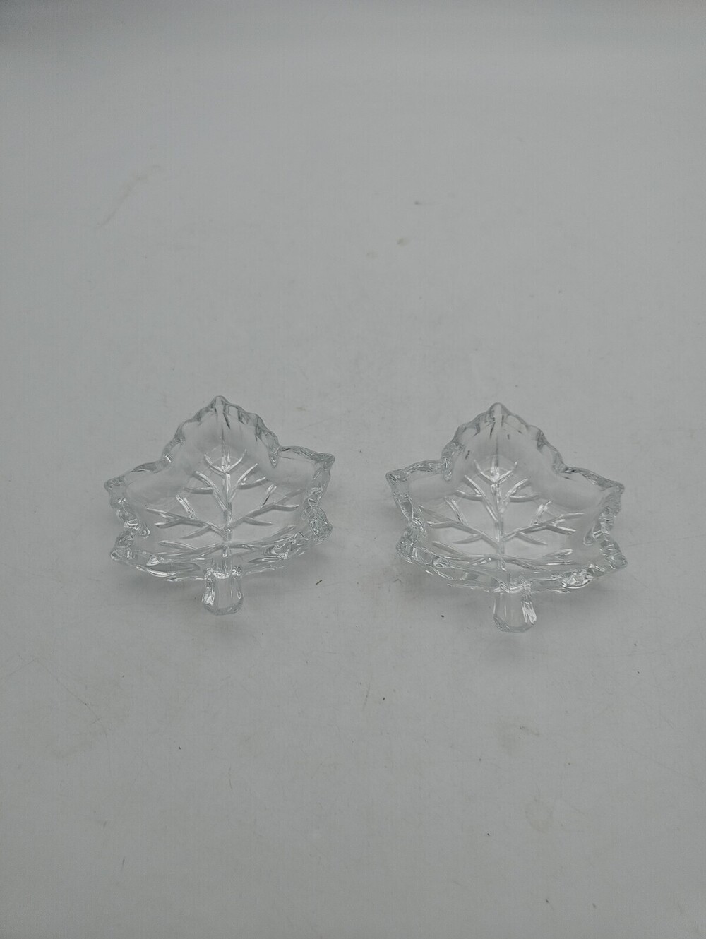Pair of 2 Marquis by Waterford Crystal Maple Leaf Glass Trinket Candy Dishes